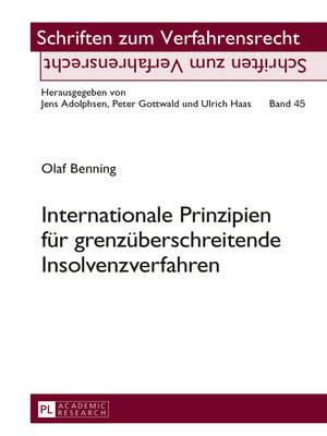 cover image of Internationale Prinzipien für grenzüberschreitende Insolvenzverfahren